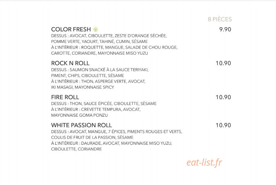 Sushi Shop — carte page 25