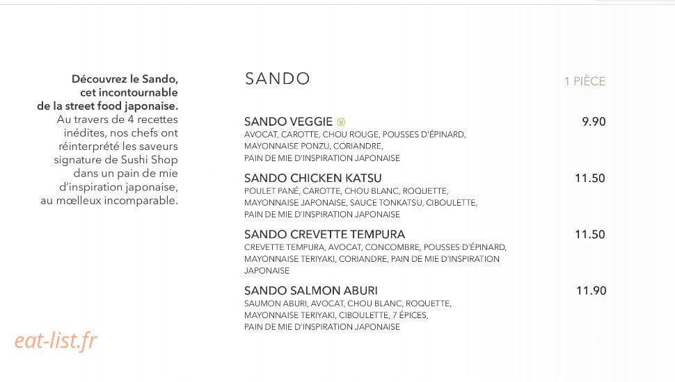 Sushi Shop — carte page 15