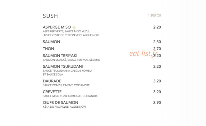 Sushi Shop — carte page 19