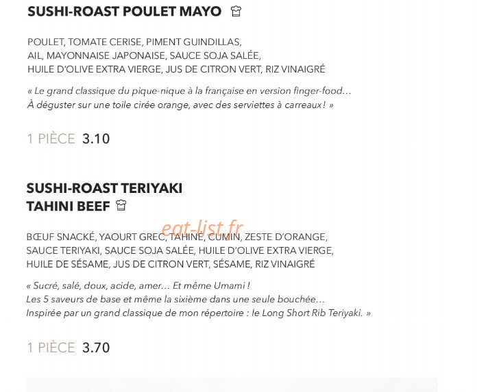 Sushi Shop — carte page 6