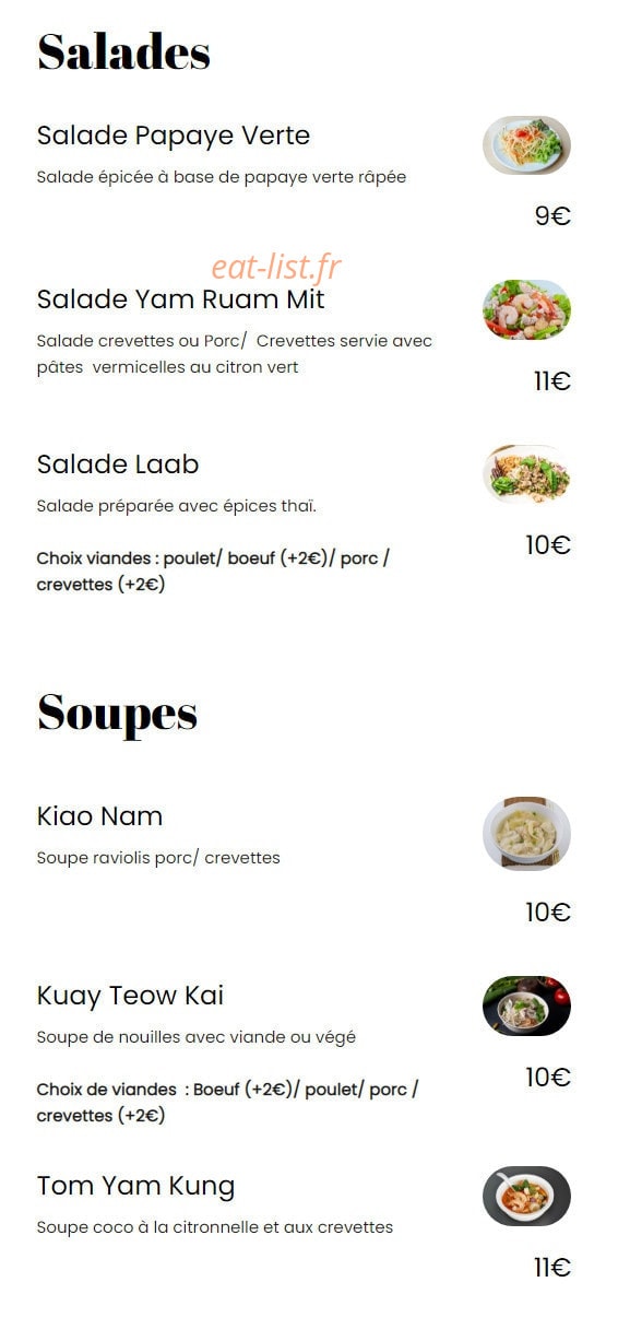 Bangkook Thaï — carte page 2