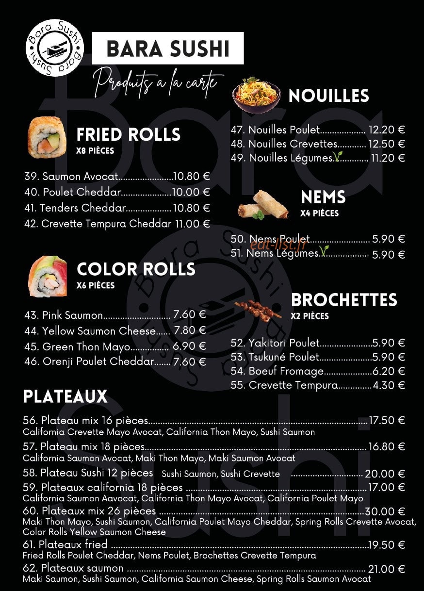 Bara Sushi — carte page 3