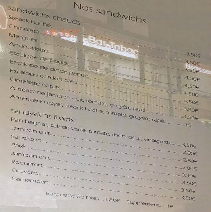Brasserie Le Chateau Gombert — carte page 1