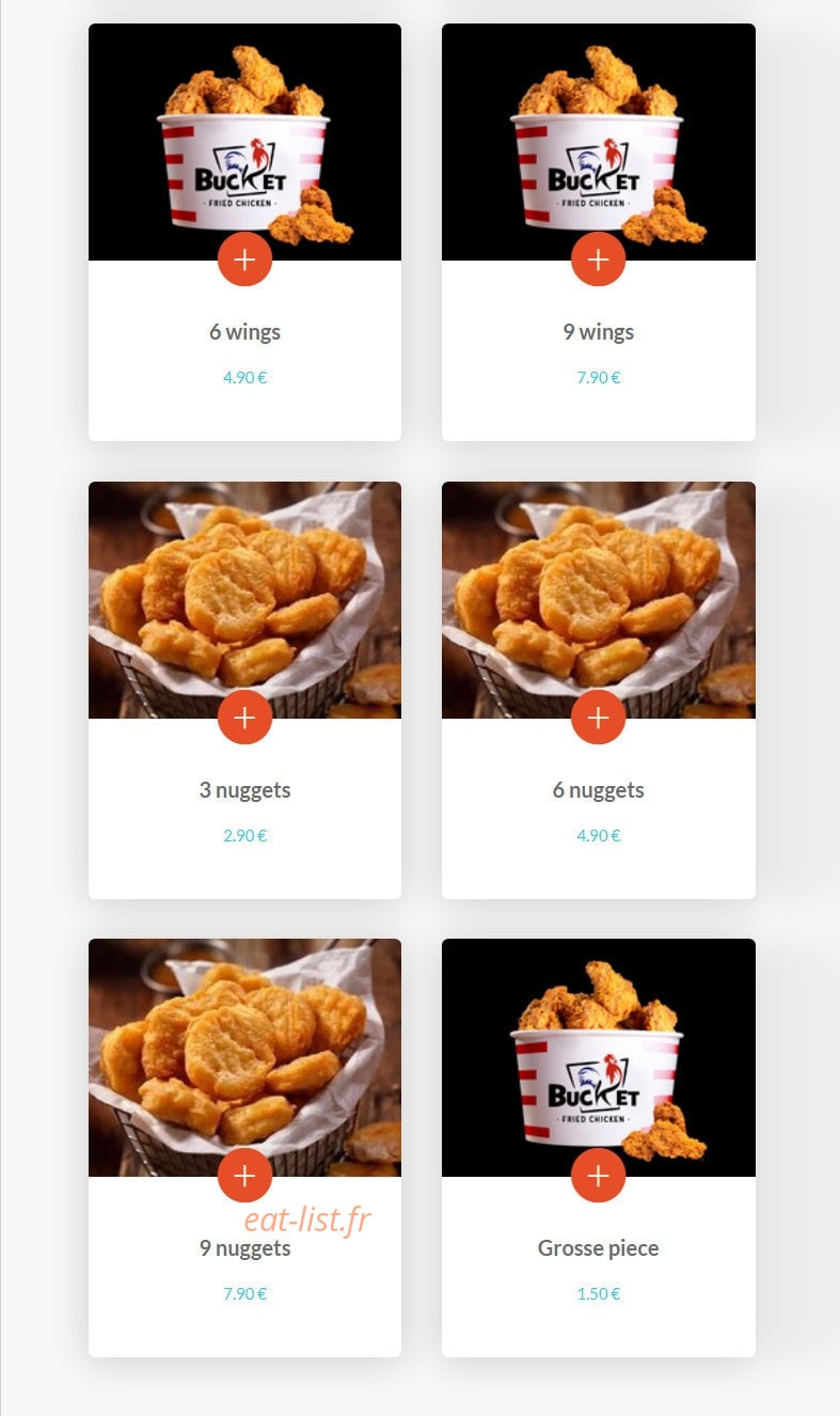 Bucket Fried Chicken — carte page 8