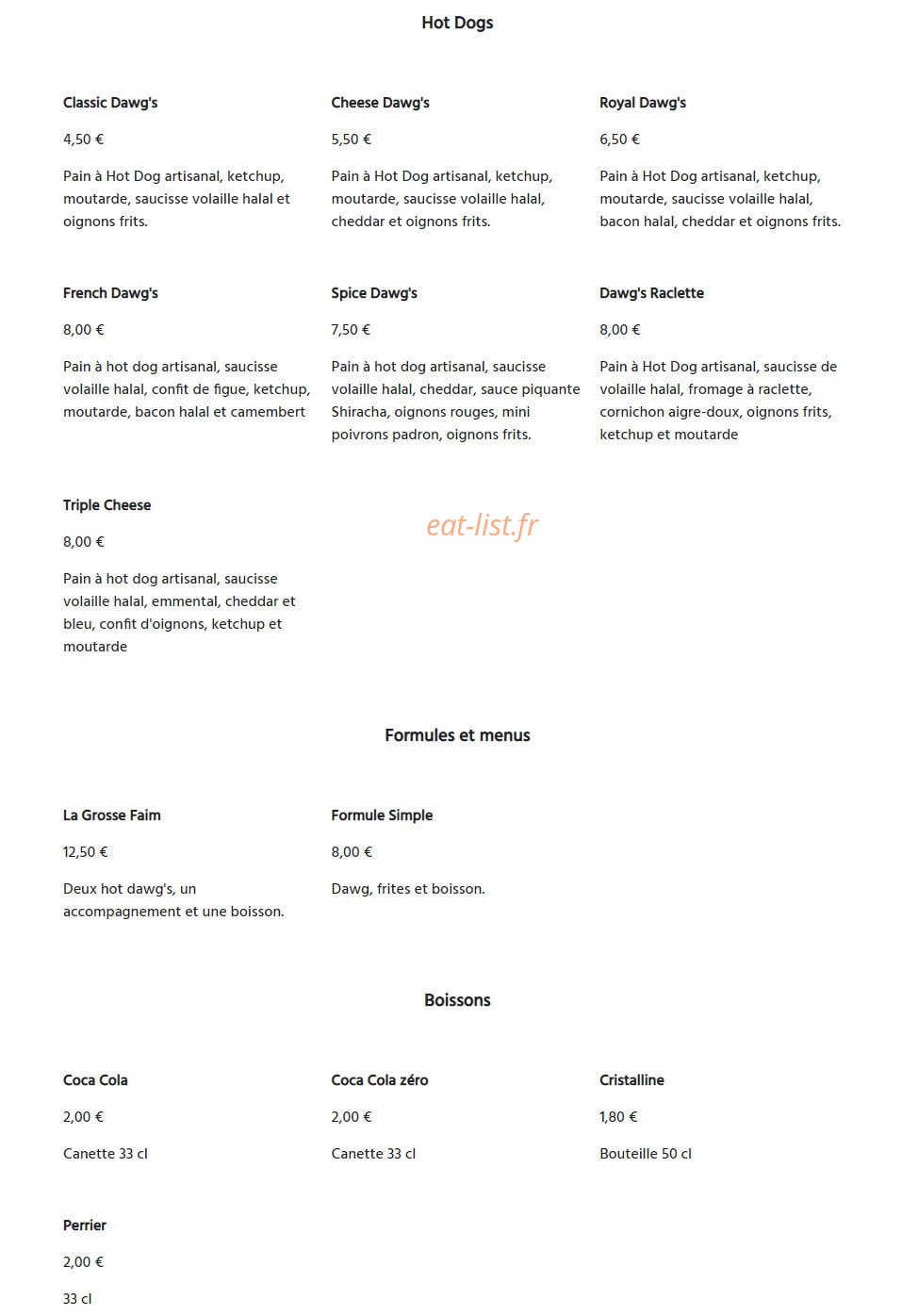 Dawg's — carte page 1