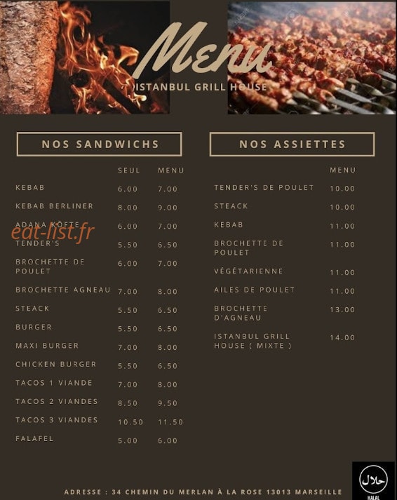 Istanbul Grill House — carte page 1