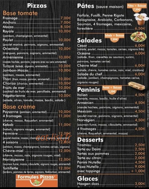 Italian food — carte page 2
