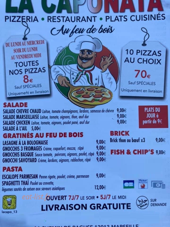 La Caponata — carte page 1
