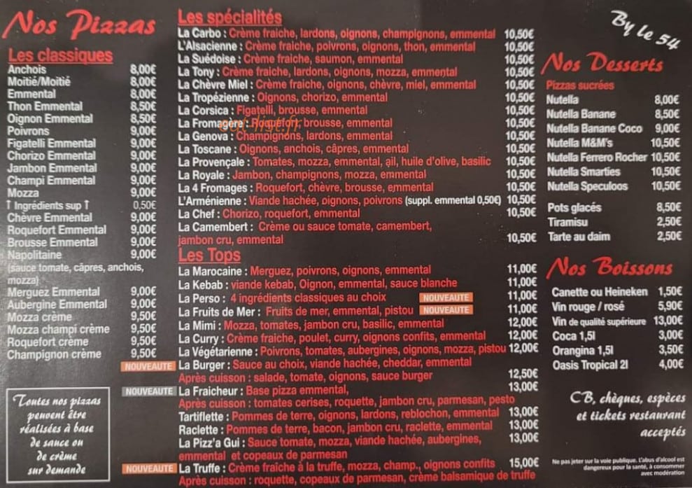 La Pizz'a Gui — carte page 2