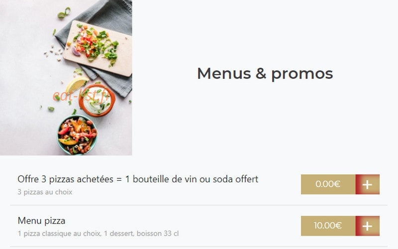 La Pizza des Olives — carte page 1