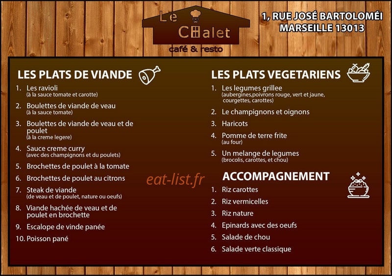 Le Chalet — carte page 1