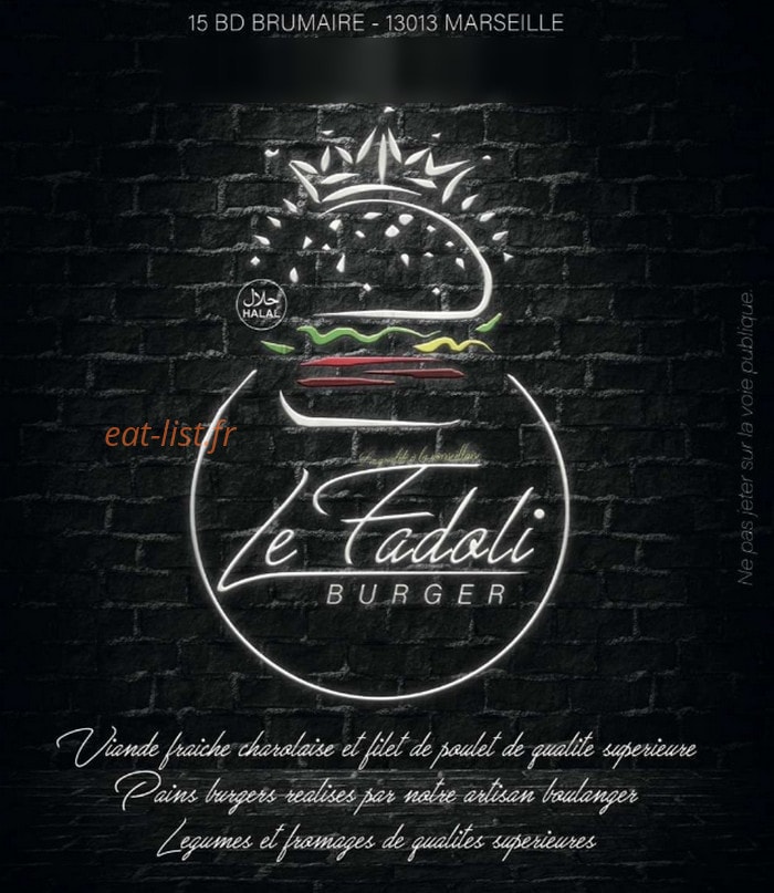 Le Fadoli burger — carte page 1