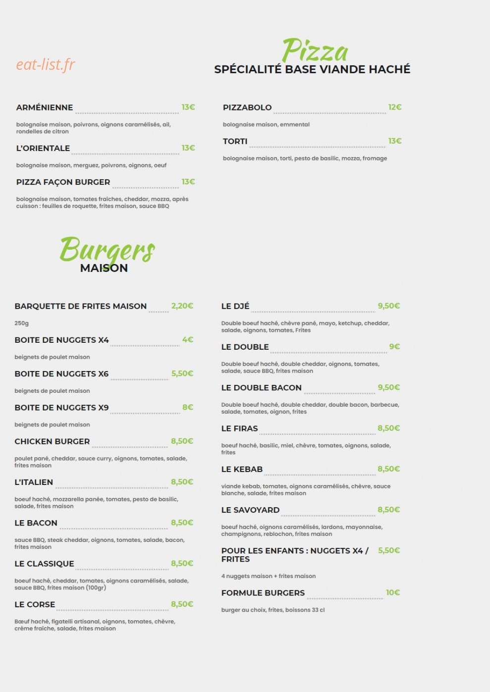 Le Quart à Pizza — carte page 3