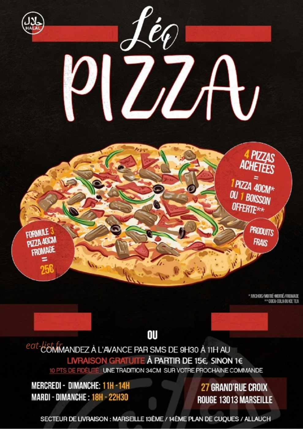 Léo pizza — carte page 1
