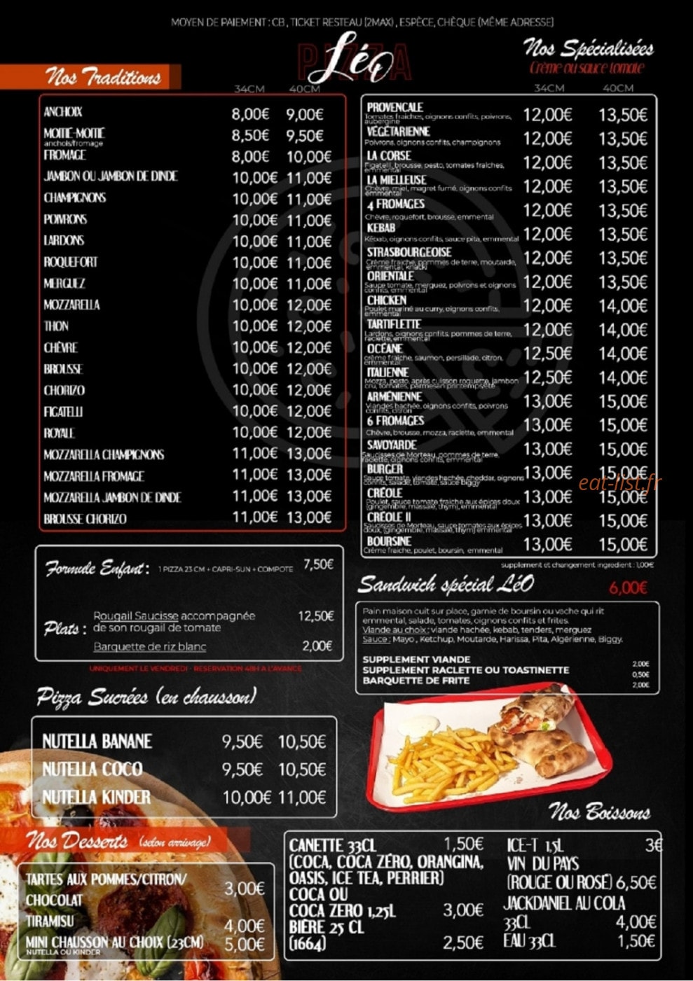 Léo pizza — carte page 2
