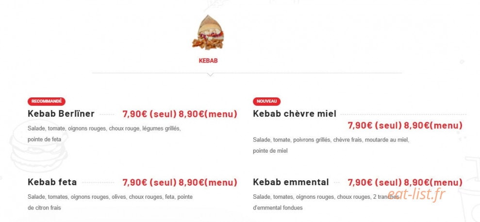 Maison du kebab berlïner — carte page 2