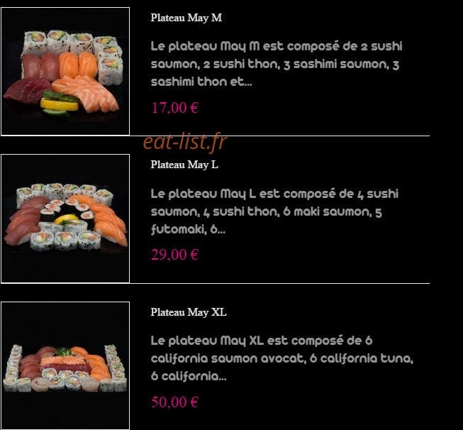 May Sushi — carte page 17