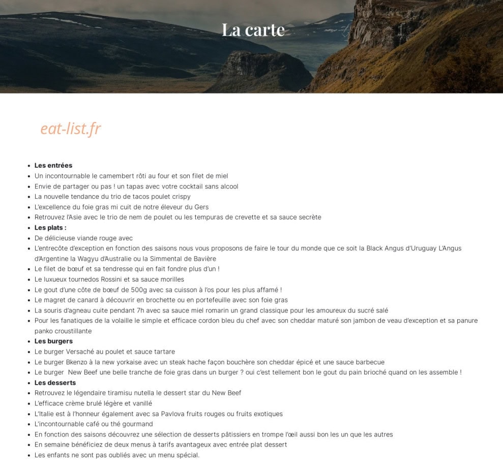 New Beef — carte page 1