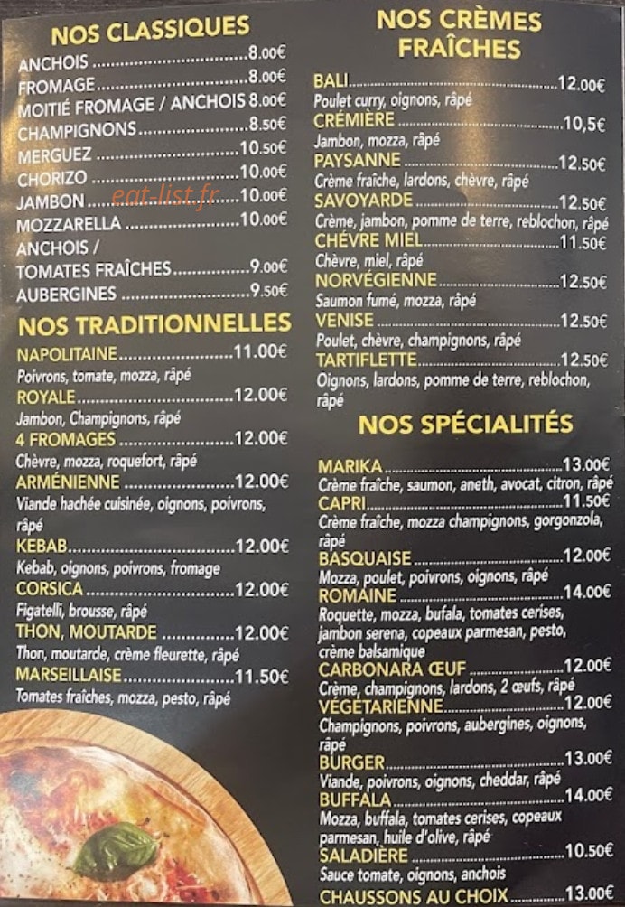 Pizz' à l'ancienne — carte page 2