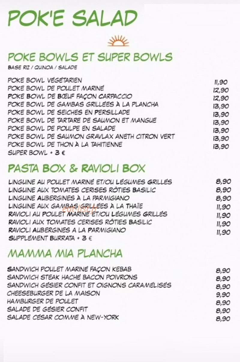 Pok'e Salad — carte page 1