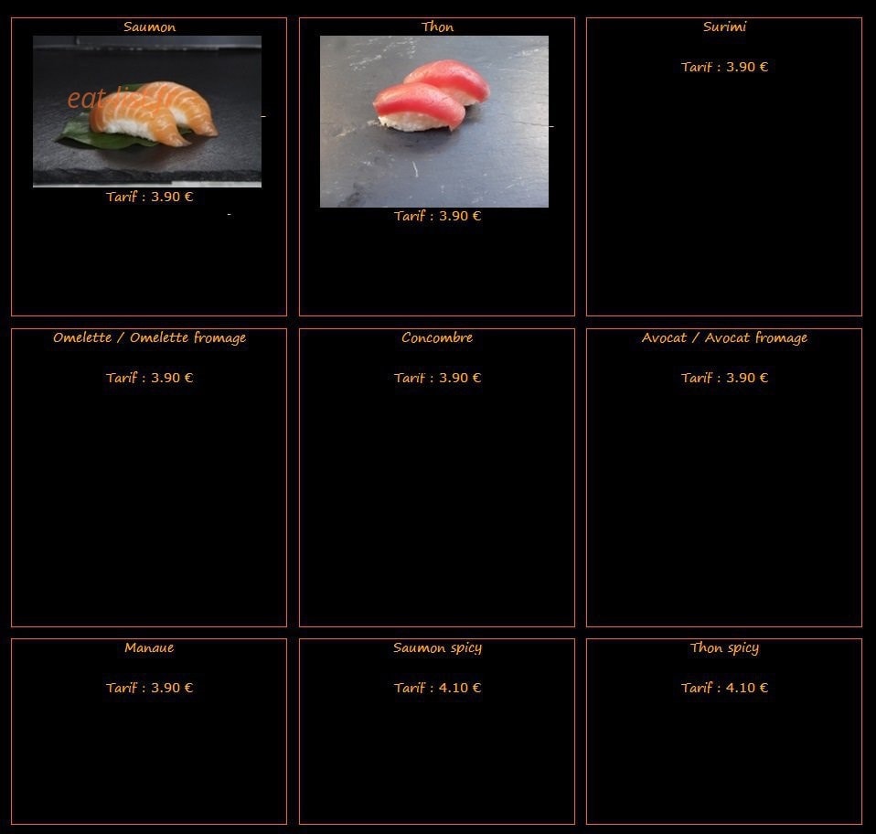 Poz sushi — carte page 1