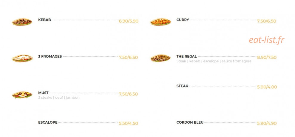Regal Food's — carte page 3