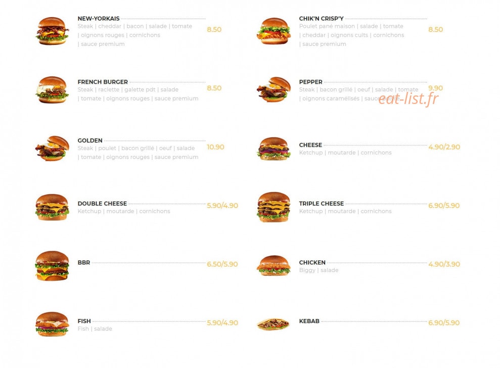 Regal Food's — carte page 1