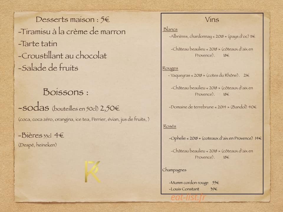 The roof kitchen — carte page 2
