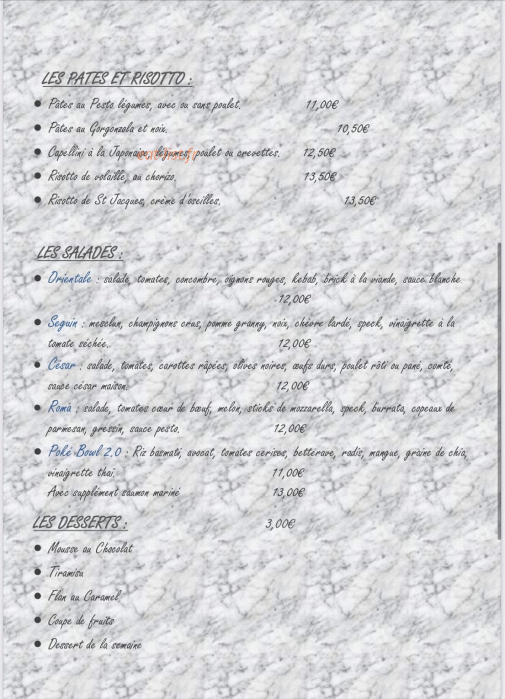 Brasserie Cap Arnavaux — carte page 2