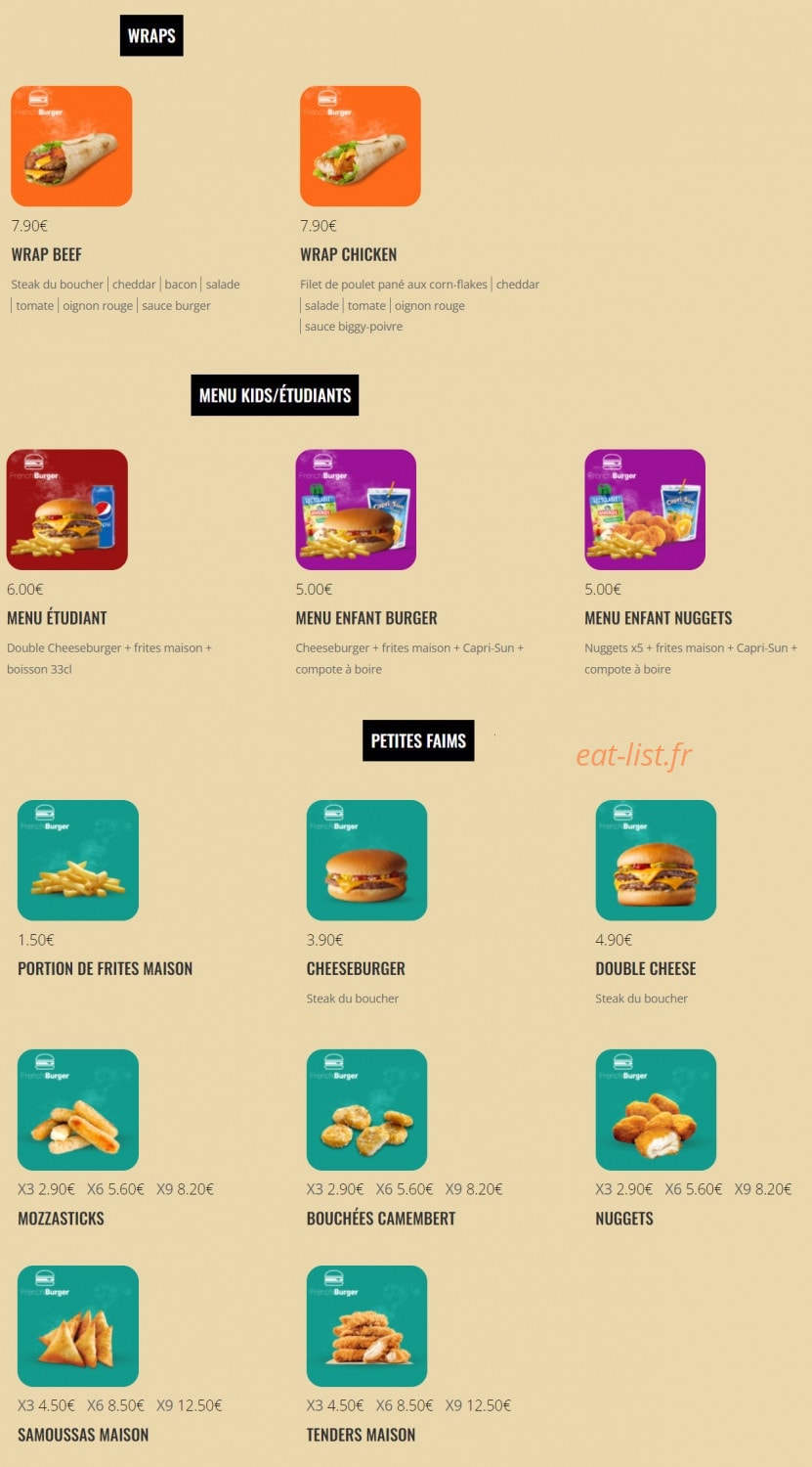 French Burger — carte page 2