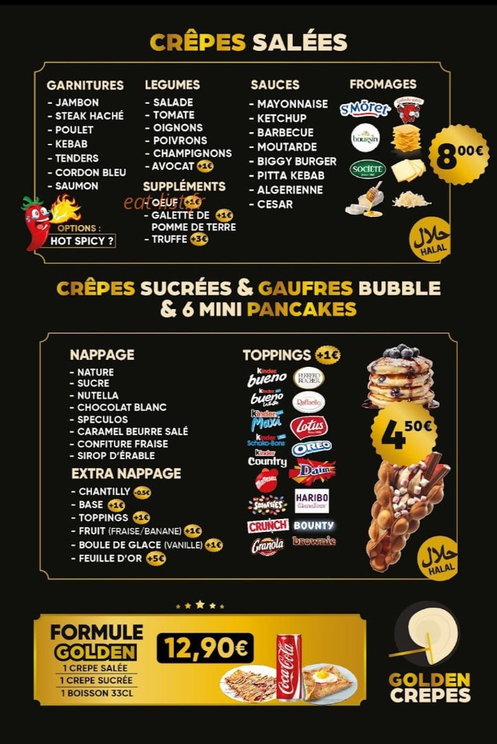 Golden Crêpes — carte page 1