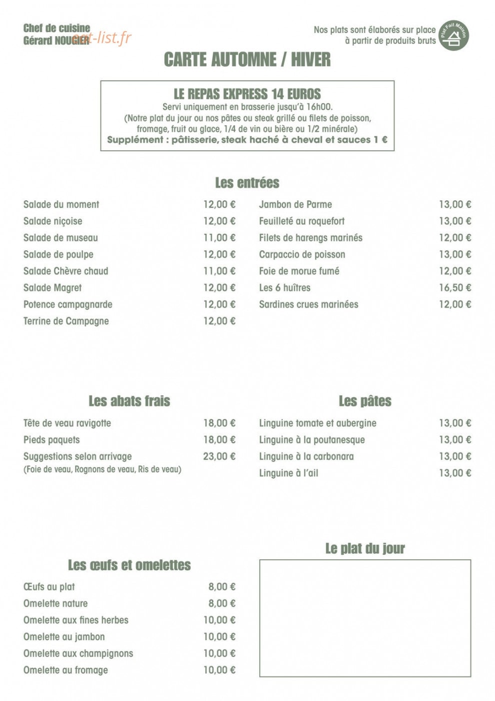 La gratinée — carte page 1