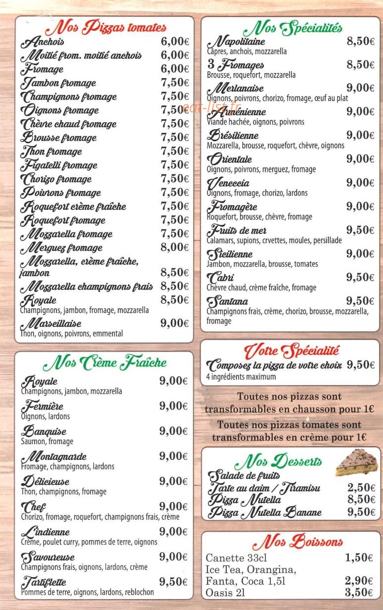 Pizza Santana — carte page 2