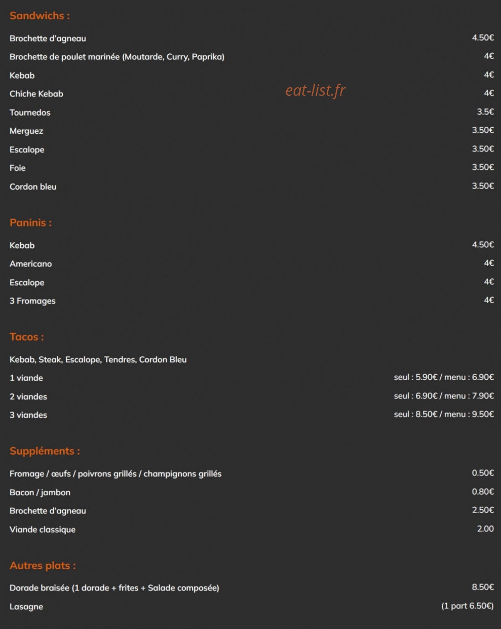 Snack rôtisserie Dumail — carte page 2