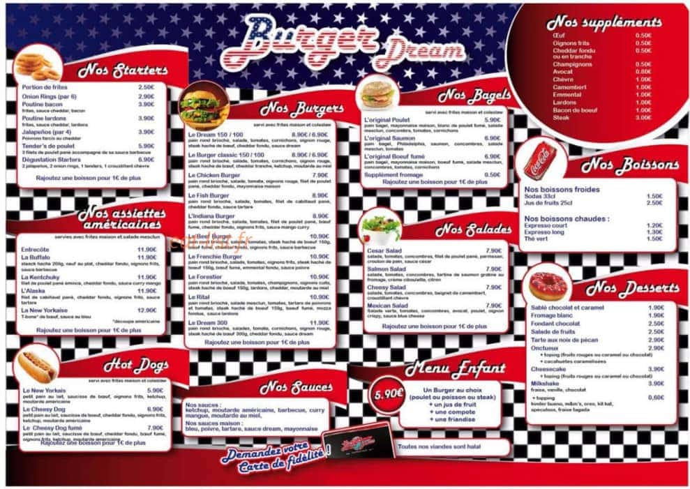 Burger Dream — carte page 1