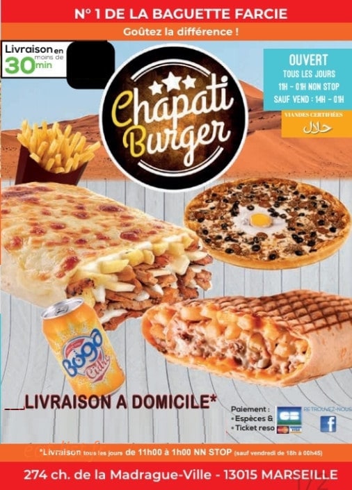 Chapati Burger — carte page 1