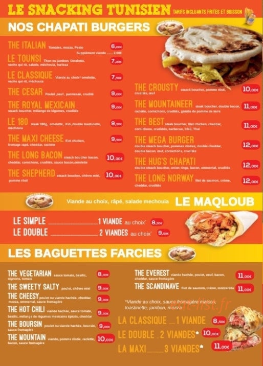Chapati Burger — carte page 2