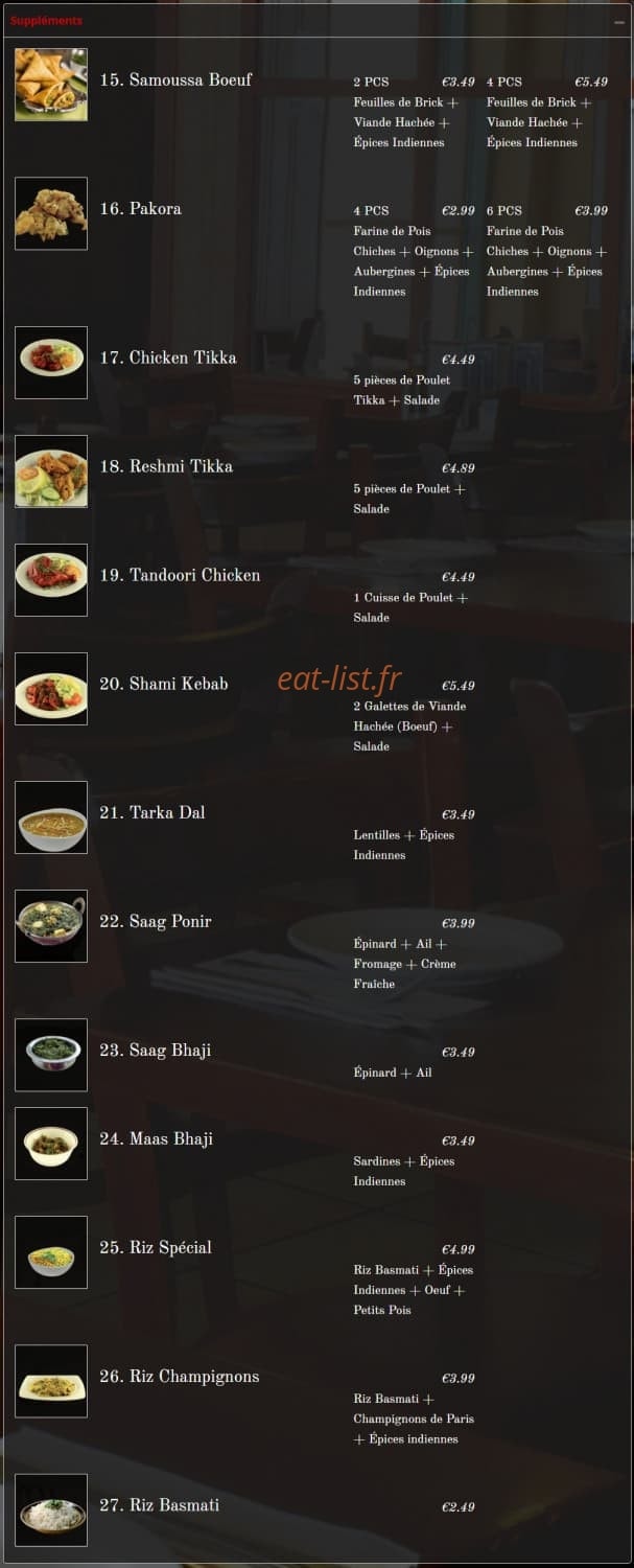 Chicken food — carte page 9