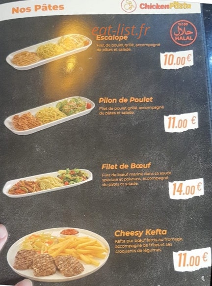 Chicken pasta — carte page 3