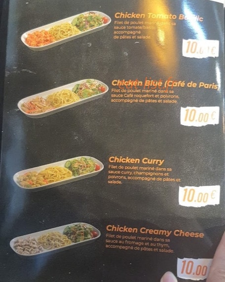 Chicken pasta — carte page 2