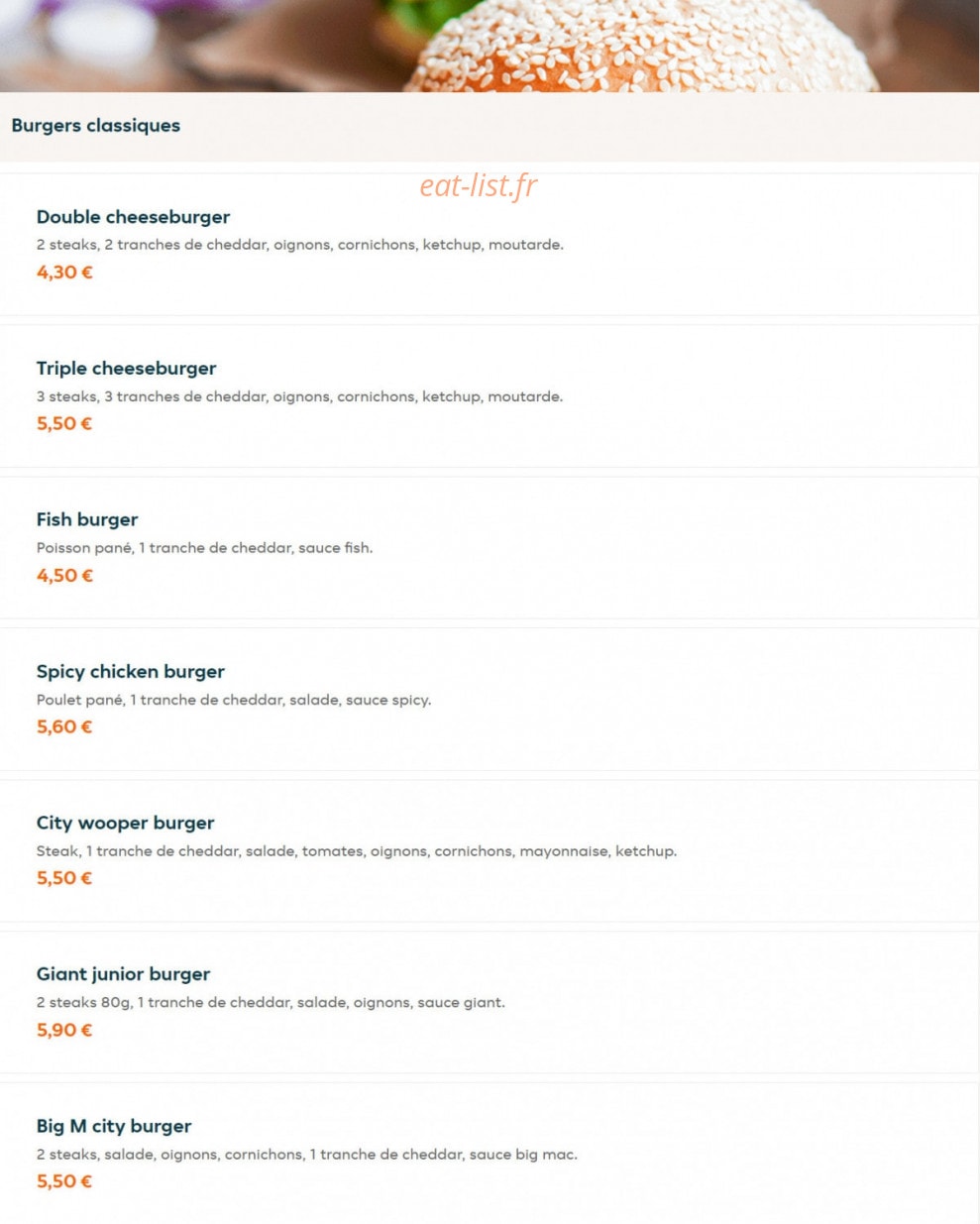 City burger — carte page 4