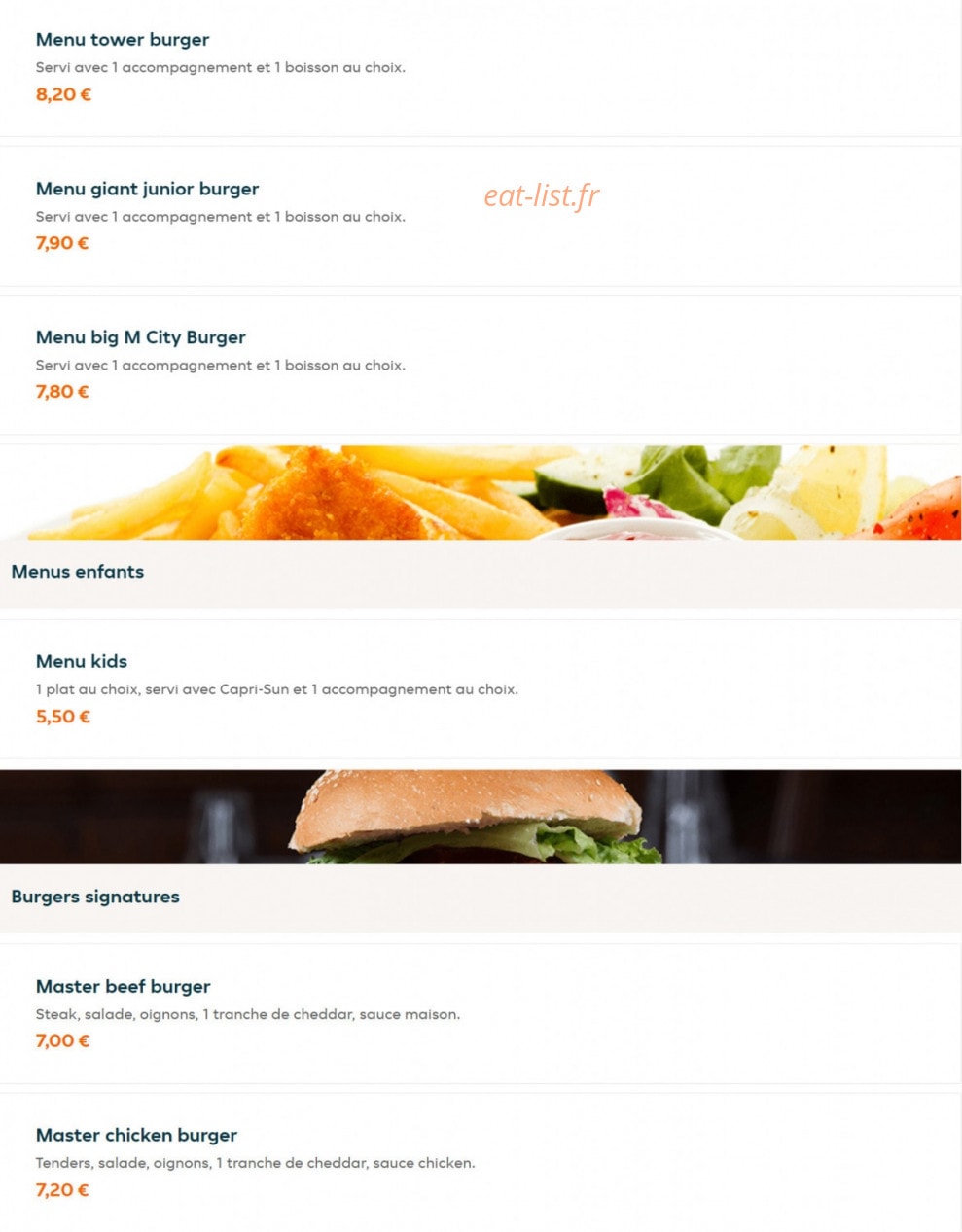 City burger — carte page 3