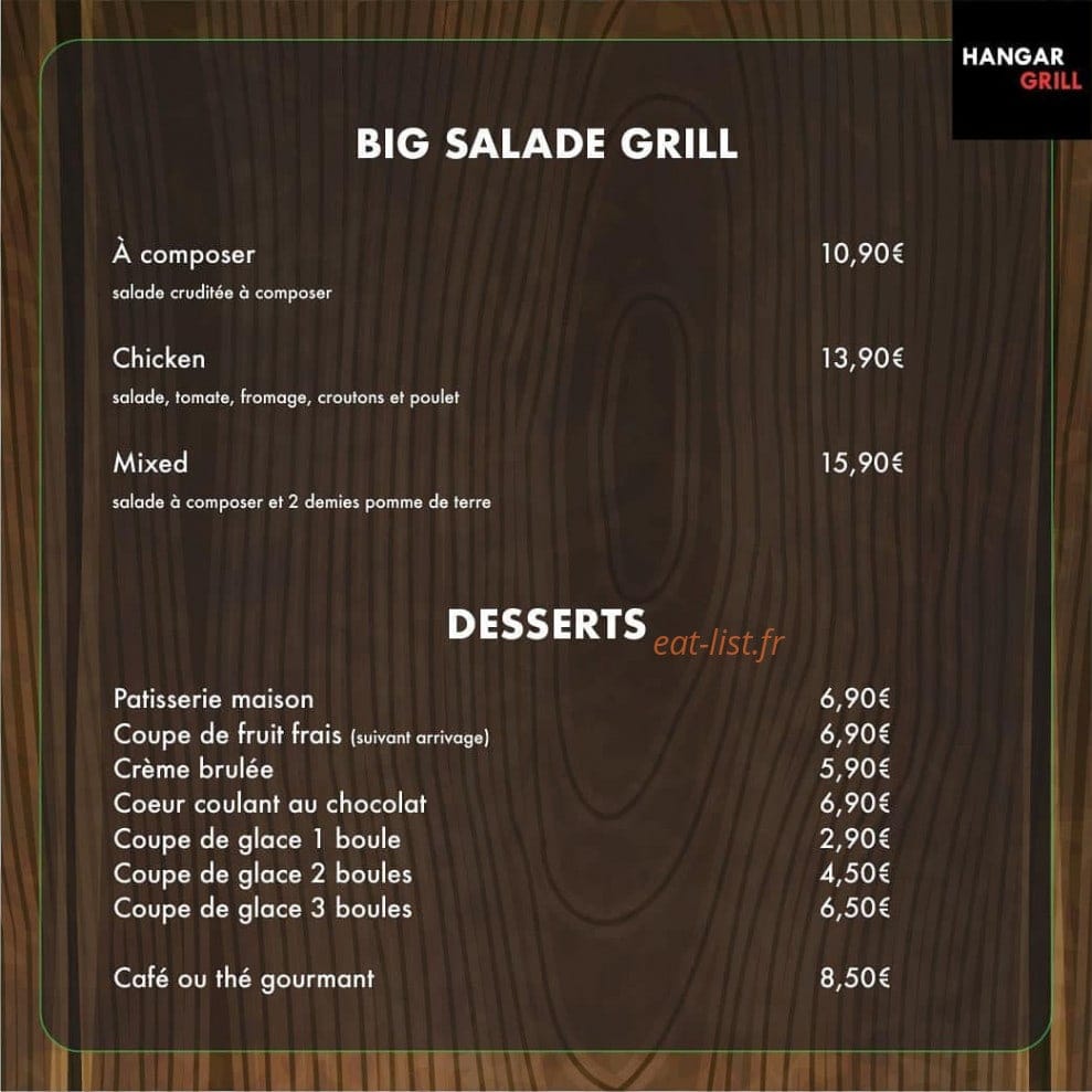 Hangar Grill — carte page 8