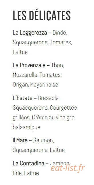 La Piadina — carte page 1