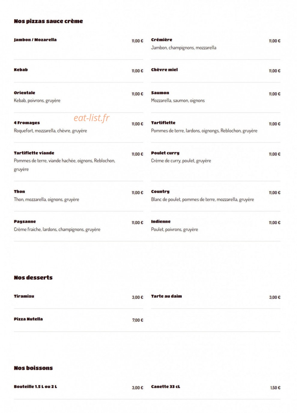 Le 37 pizzeria — carte page 2