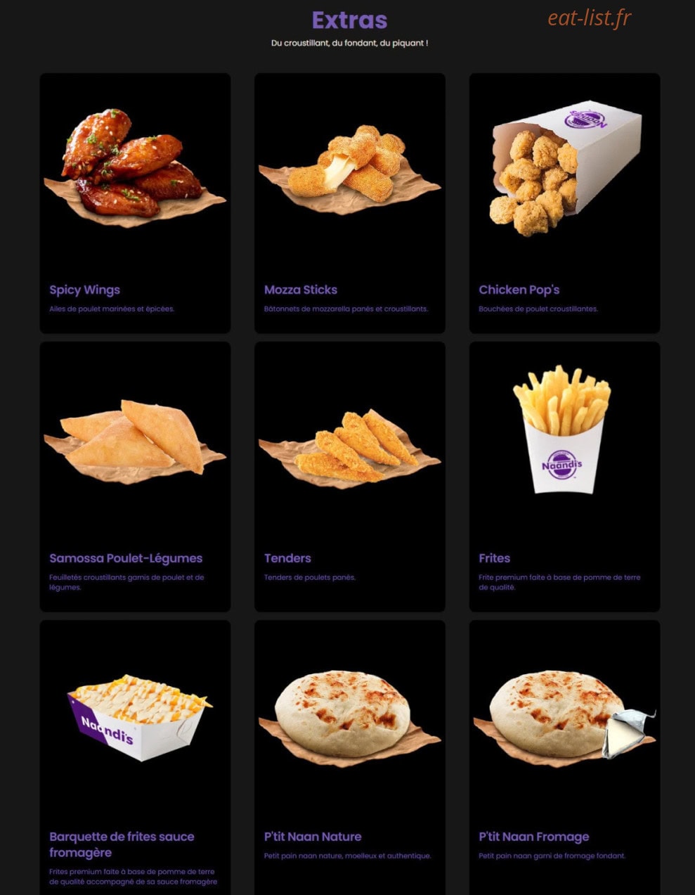 Carte et menu de Naandi’s à Marseille 15 — Extras
