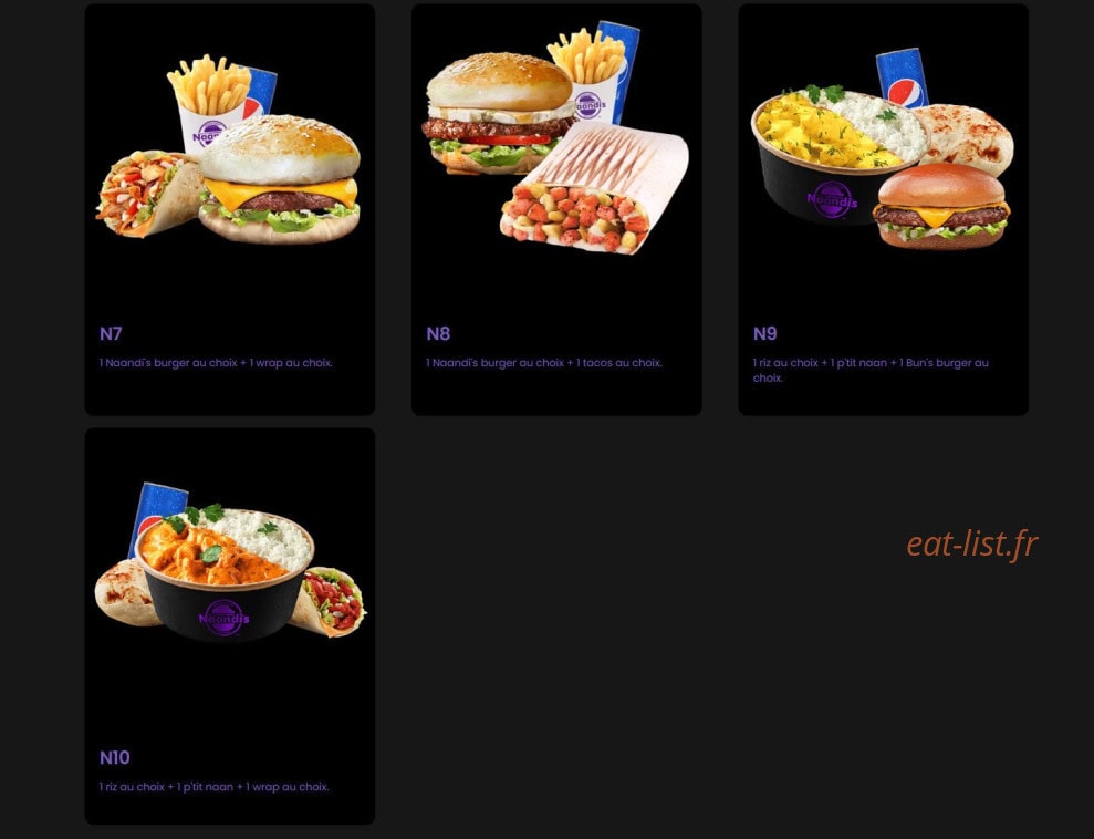 Carte et menu de Naandi’s à Marseille 15 — Formules