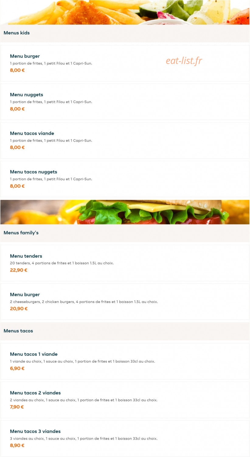 Regal Food's La Viste — carte page 1