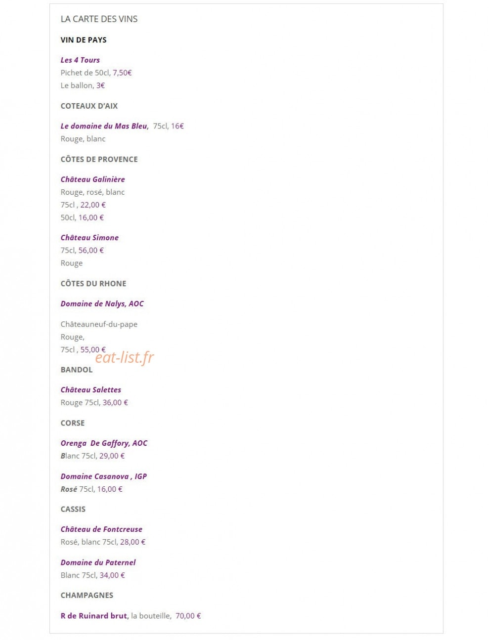 Restaurant de la cosmétique — carte page 4