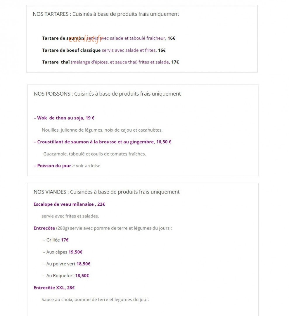 Restaurant de la cosmétique — carte page 2